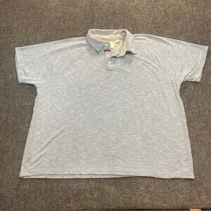 EcoThreads Light Blue Heather Short Sleeve Button-Up Polo Shirt Mens Large